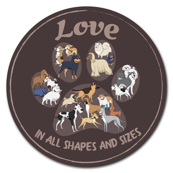 Signmission Love Paw Circle Vinyl Laminated Decal D-12-CIR-Love Paw - main